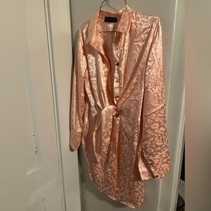 Pink satin leopard dress